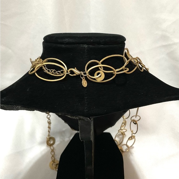 Premier Designs INFUSION 2 Strand multi size link Gold Tone Matte Chain Necklace - Picture 4 of 8